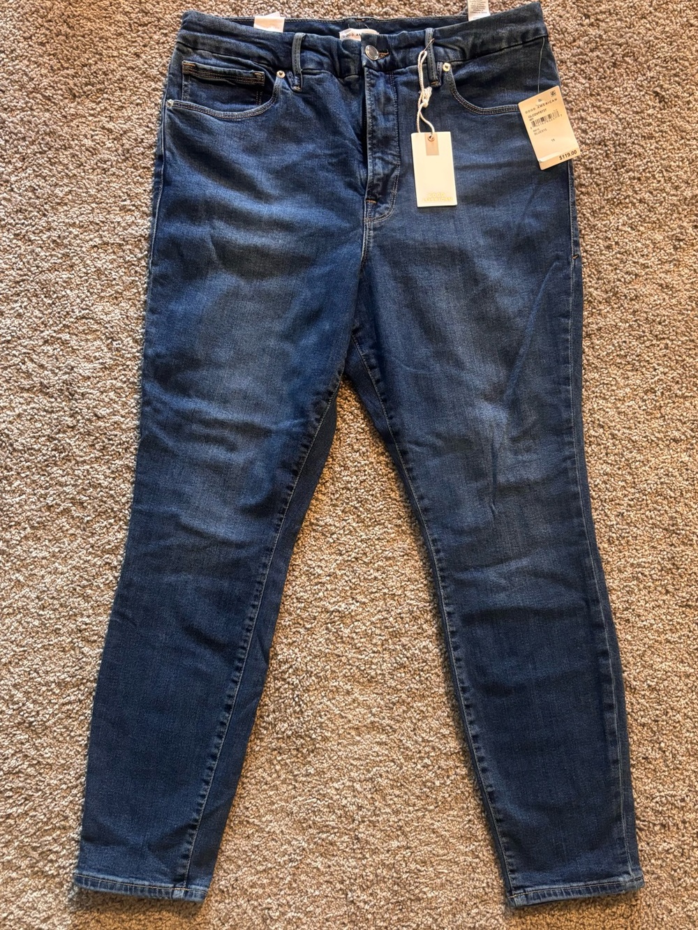 NWT Good American Dark Indigo Skinny Jeans - size 15